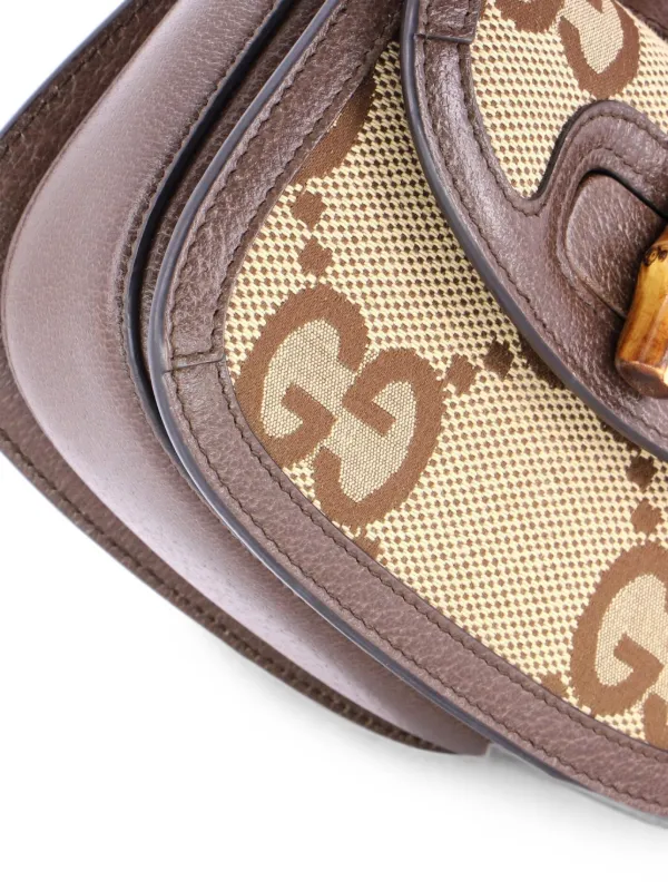 GUCCI GGキャンバス バンブー ショルダーバッグ Gucci Pre-Owned バンブー1947 トップハンドル ジャンボ GGキャンバス