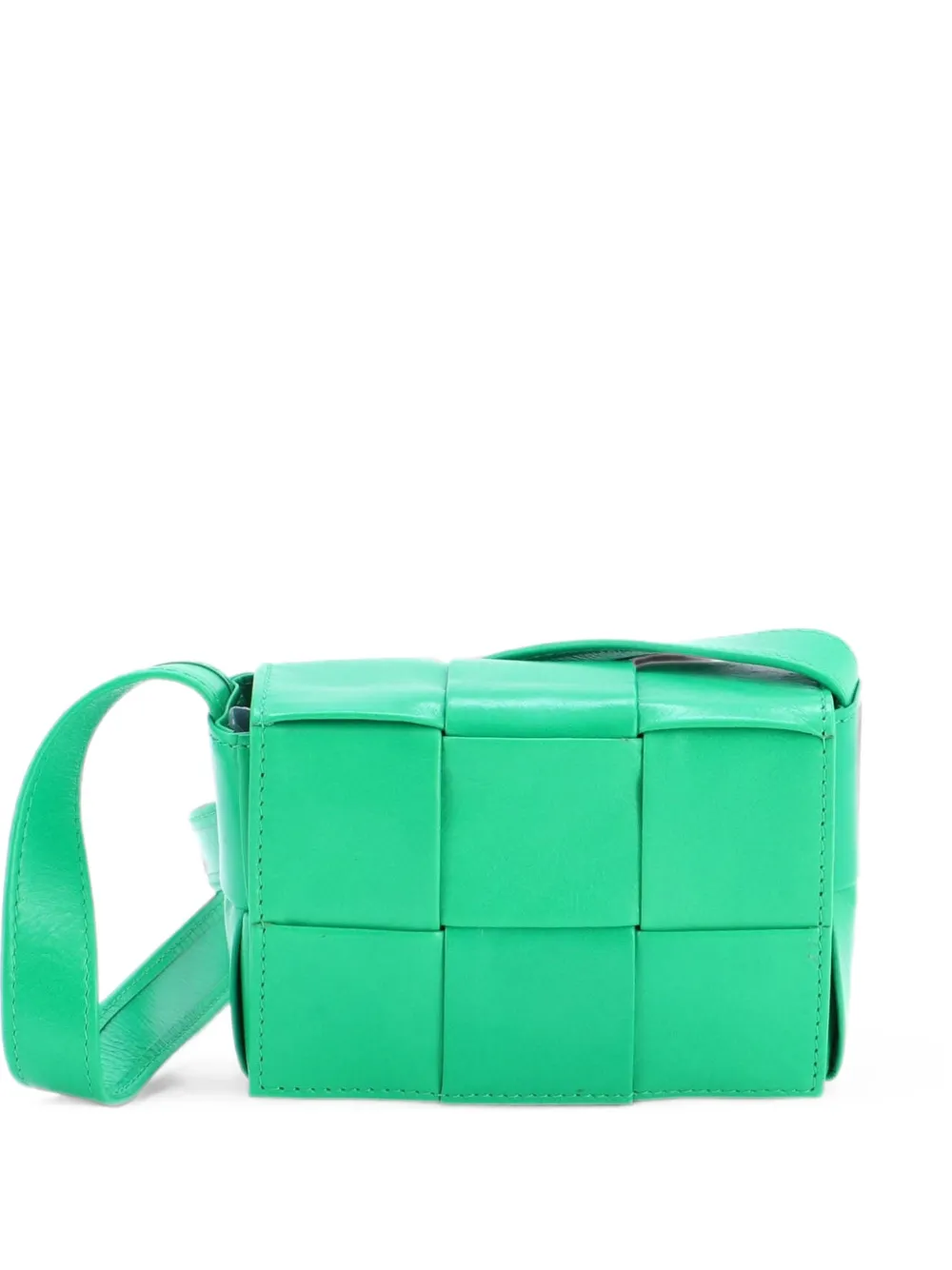 Bottega Veneta Pre-Owned Cassette Maxi Intrecciato Leather Candy crossbody bag - Grün