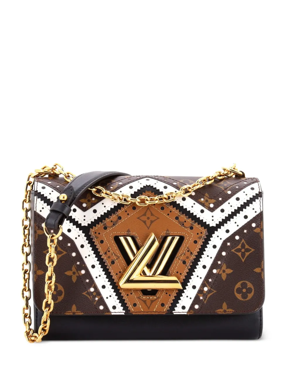 Louis Vuitton Pre-Owned Borsa a spalla Twist Handbag Limited Edition Brogue Reverse Monogram in tela e pelle con monogramma MM - Marrone