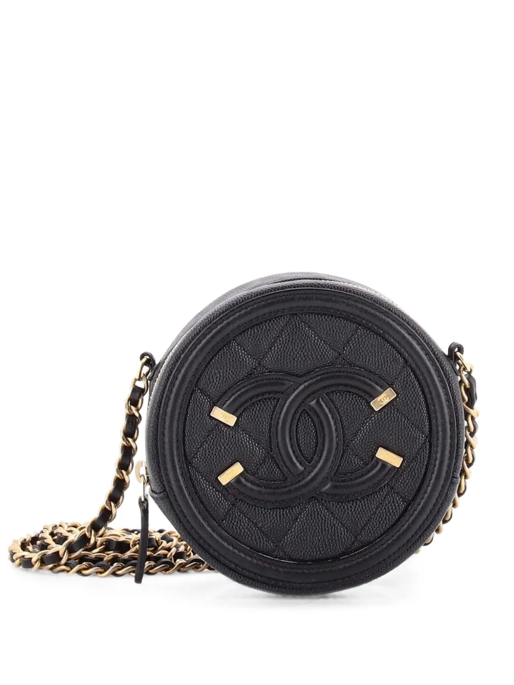 CHANEL Pre-Owned Borsa a tracolla mino in pelle Caviar trapuntata con catena - Nero