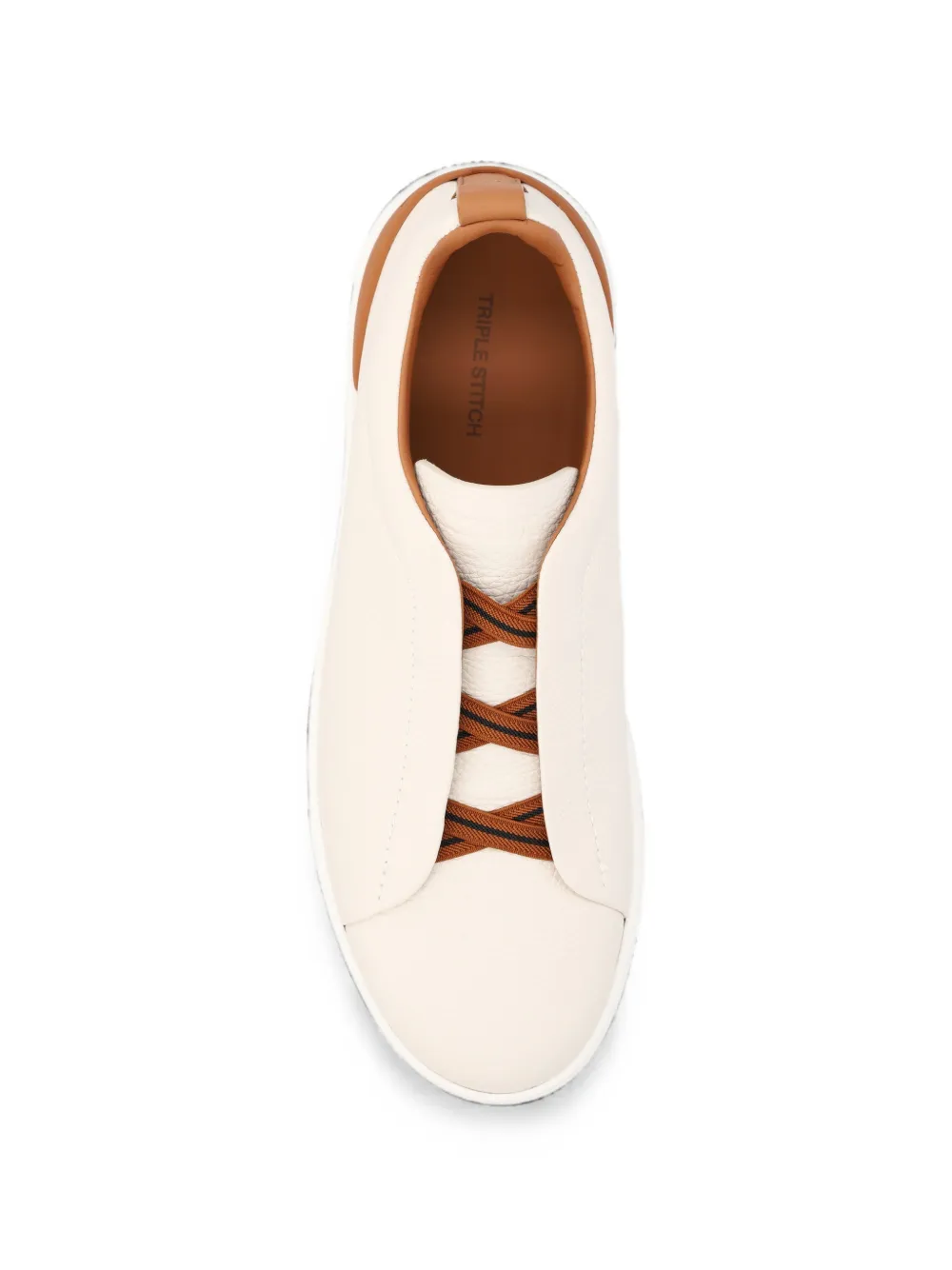 Zegna Triple Stitch leather sneakers Beige