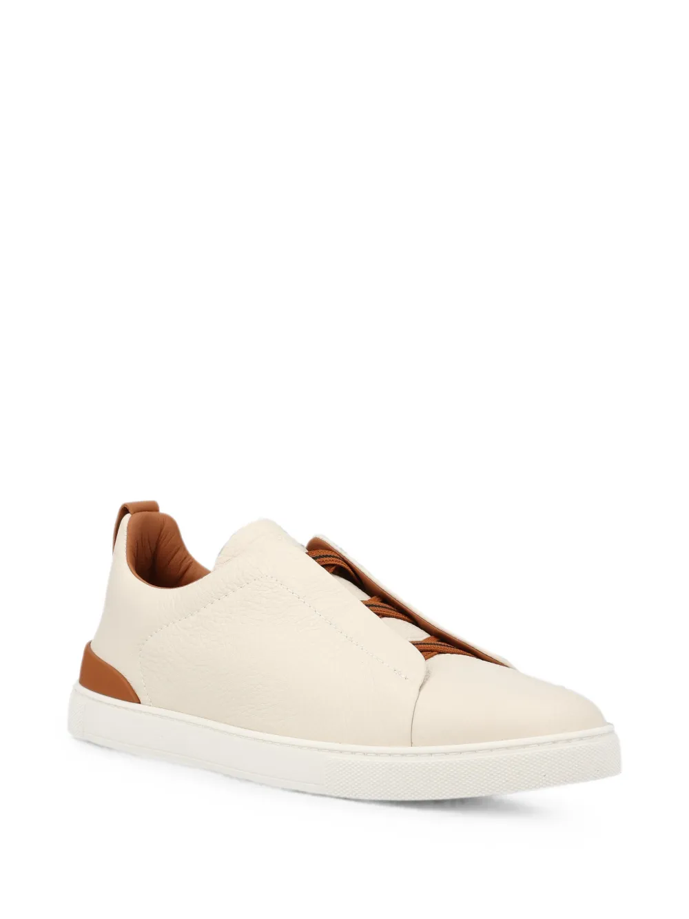 Zegna Triple Stitch leather sneakers Beige