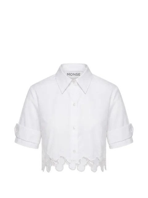 Monse lace-trim cropped short-sleeve shirt