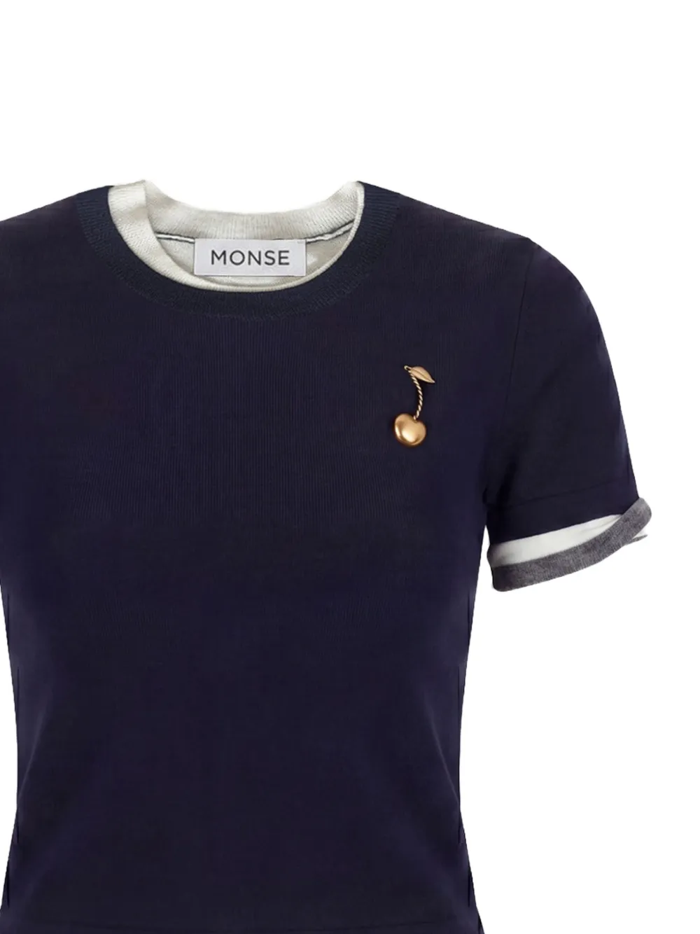 Monse Gelaagd T-shirt met kersen-patroon Blauw