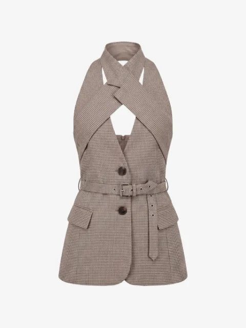 Monse houndstooth-pattern cross-lapel vest