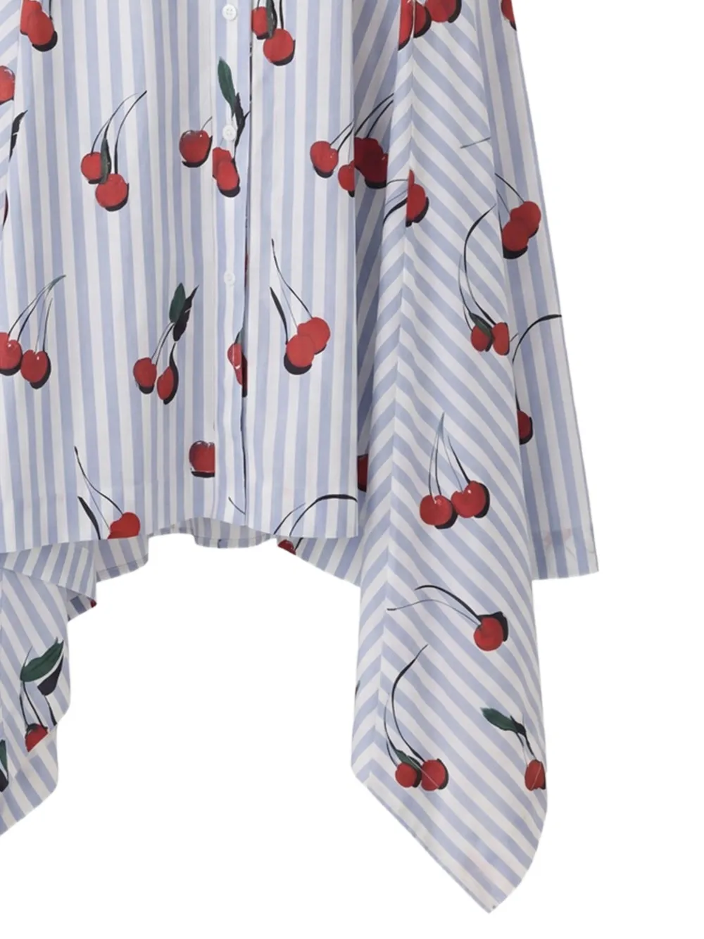 Monse Gestreepte midi-jurk met kersen-print Blauw