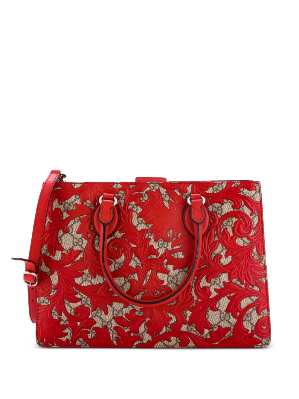 Gucci Pre-Owned Borsa tote convertibile Gusset Arabesque GG media in tela e pelle - Rosso