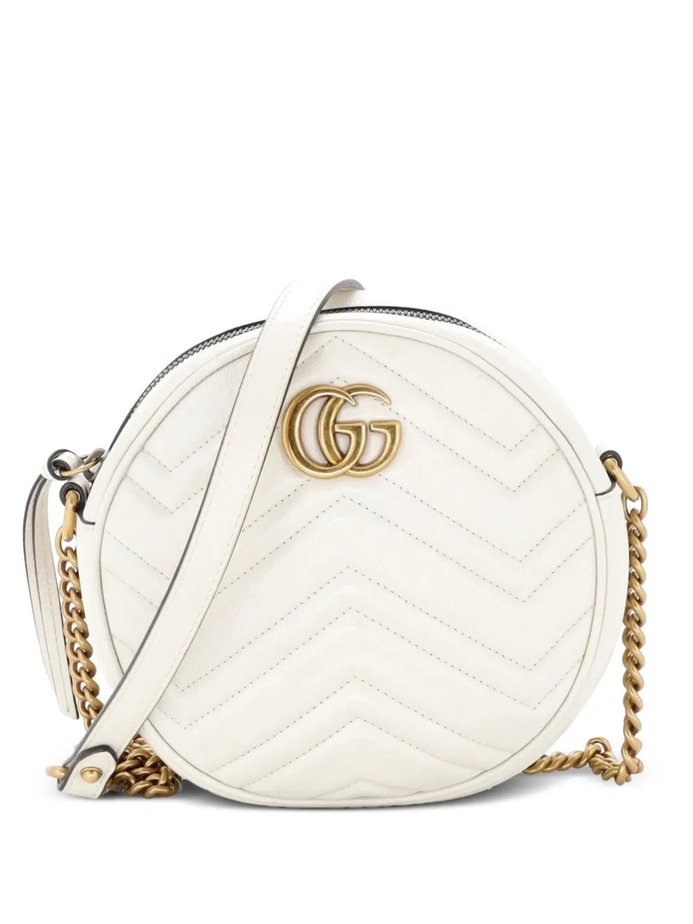 Gucci Pre-Owned GG Marmont Round Shoulder Bag Matelasse Leather Mini crossbody bag - Bianco