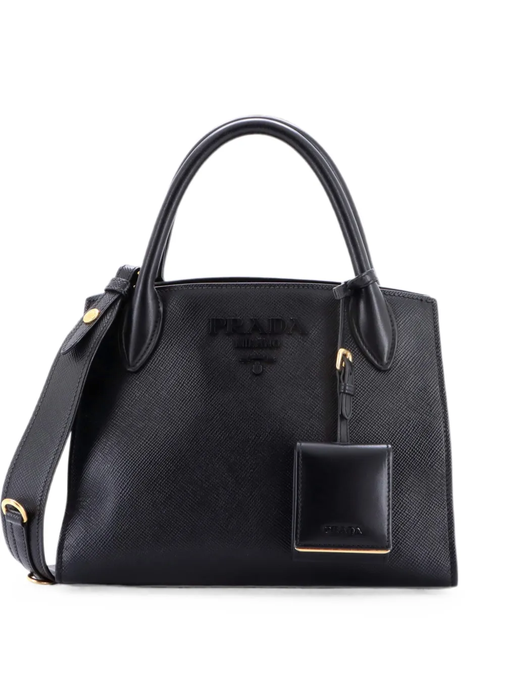 Prada Pre-Owned Monochrome Saffiano with City Calf Small tote bag - Schwarz