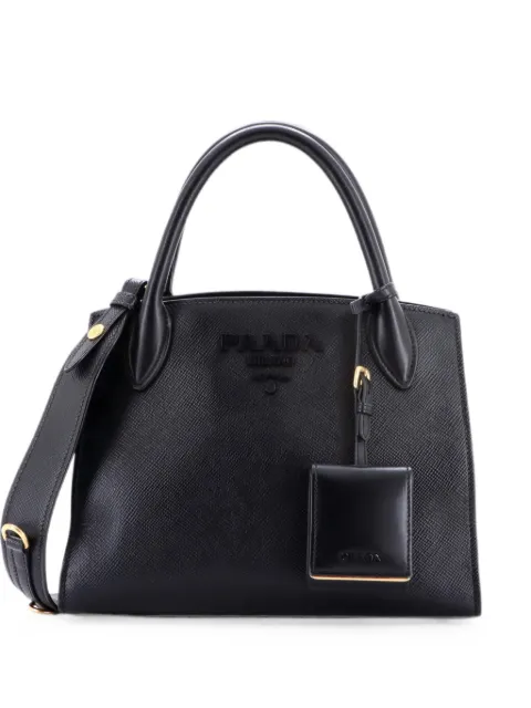 Prada Pre-Owned Monochrome Saffiano with City Calf Small tote bag