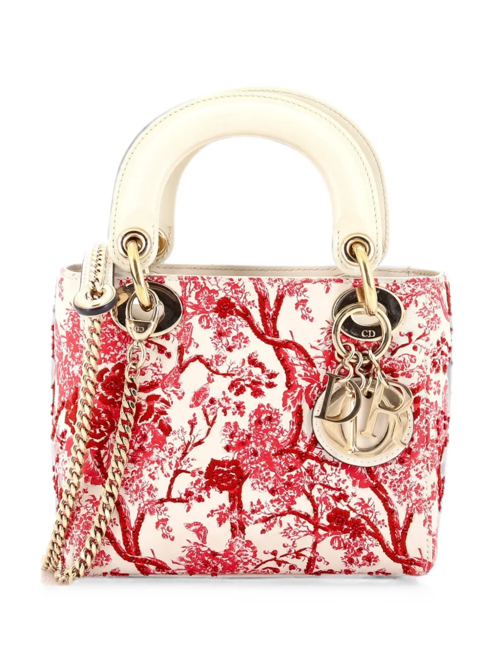 Christian Dior Pre-Owned Lady Dior Chain Bag Embroidered Calfskin Mini satchel