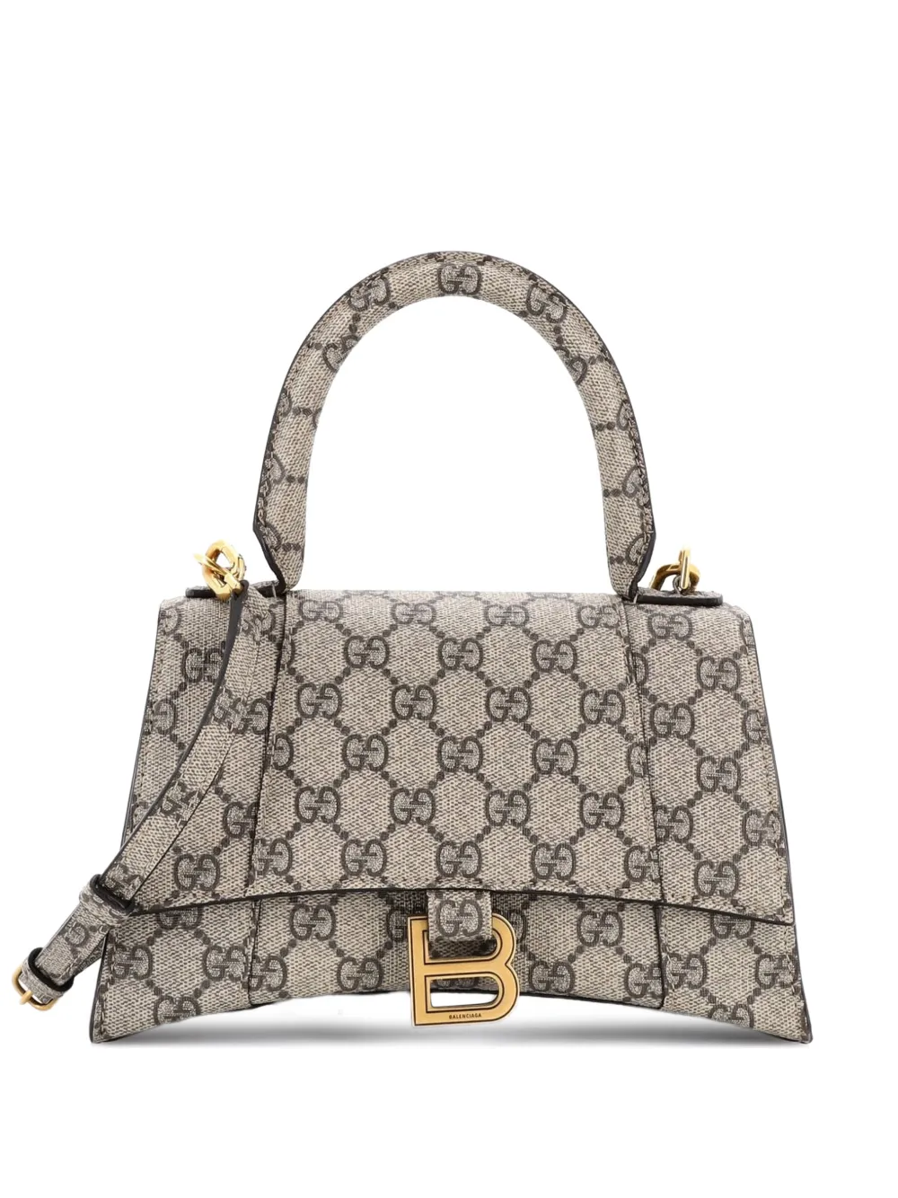 Gucci Pre-Owned x Balenciaga The Hacker Project Hourglass Top Handle Bag GG Coated Canvas Small shoulder bag - Brown