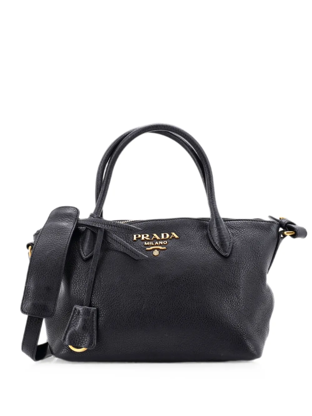 Prada Pre-Owned Dual Strap Zip Tote Vitello Daino Small shoulder bag - Nero