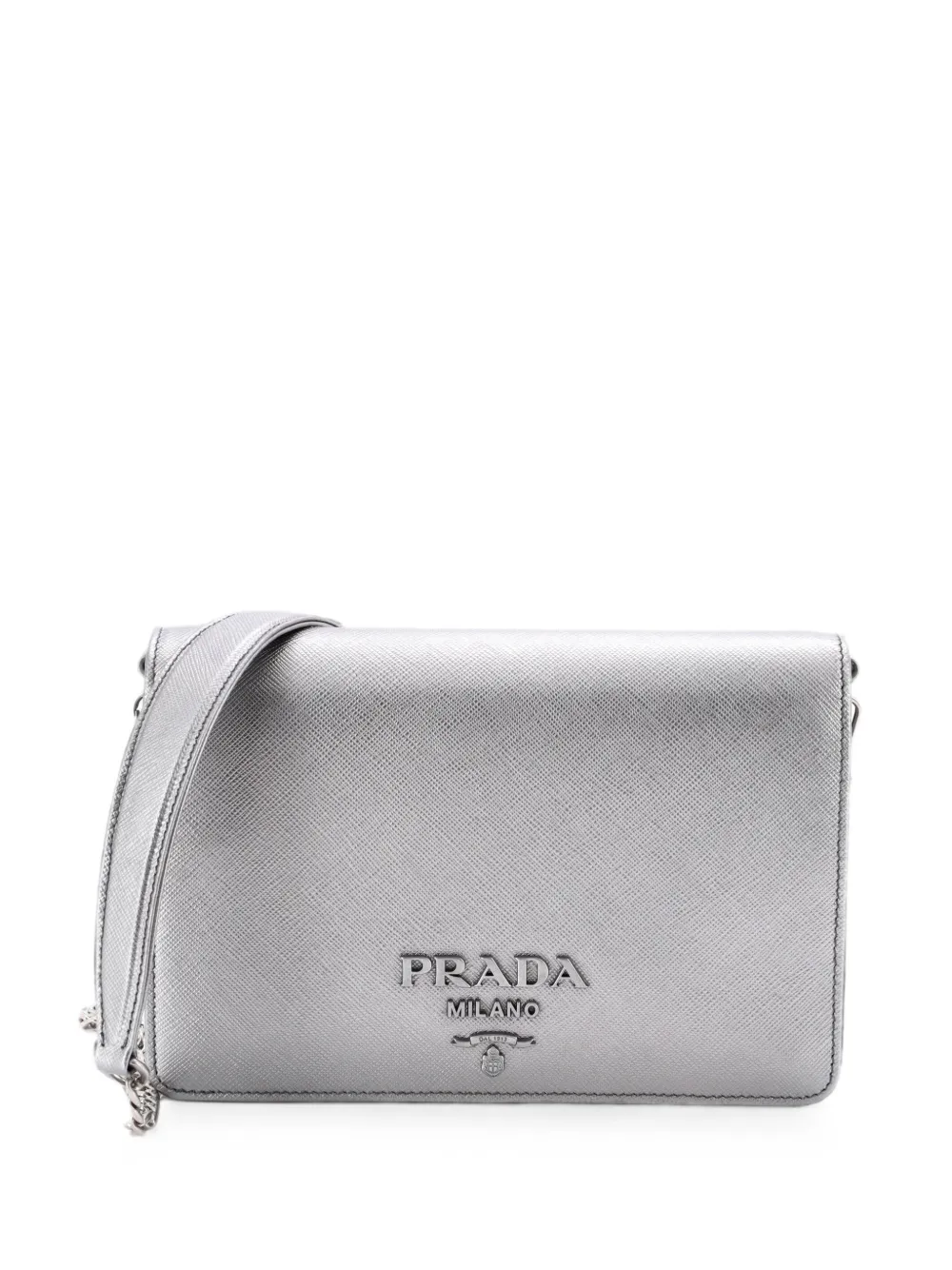 Prada Pre-Owned Chain Wallet Saffiano Leather crossbody bag - Argento