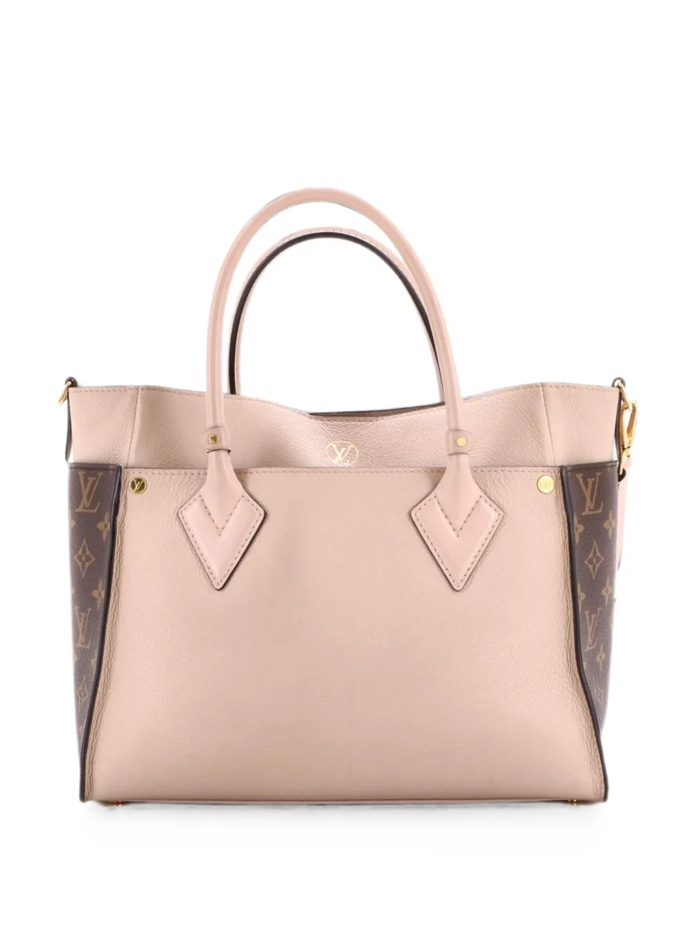 Louis Vuitton Pre-Owned On My Side Leather with Monogram Canvas MM tote bag - Brown