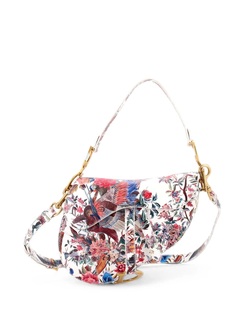  Christian Dior Pre-owned Saddle Handbag With Strap Printed Leather Medium Shoulder Bag - Multicolore 