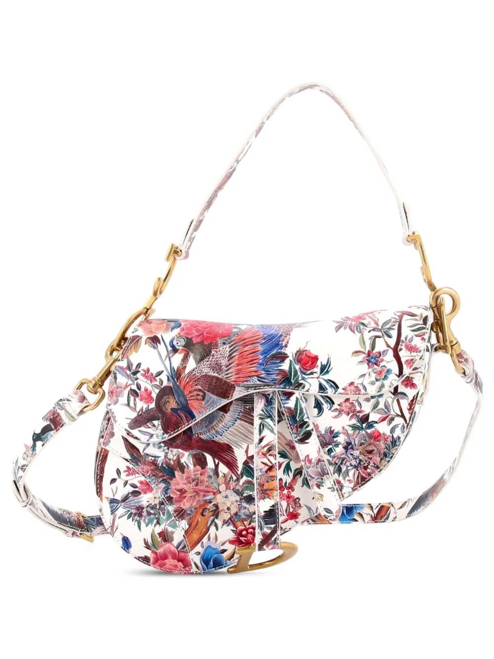 Christian Dior Pre-Owned Borsa a spalla Saddle media in pelle con stampa e tracolla - Multicolore