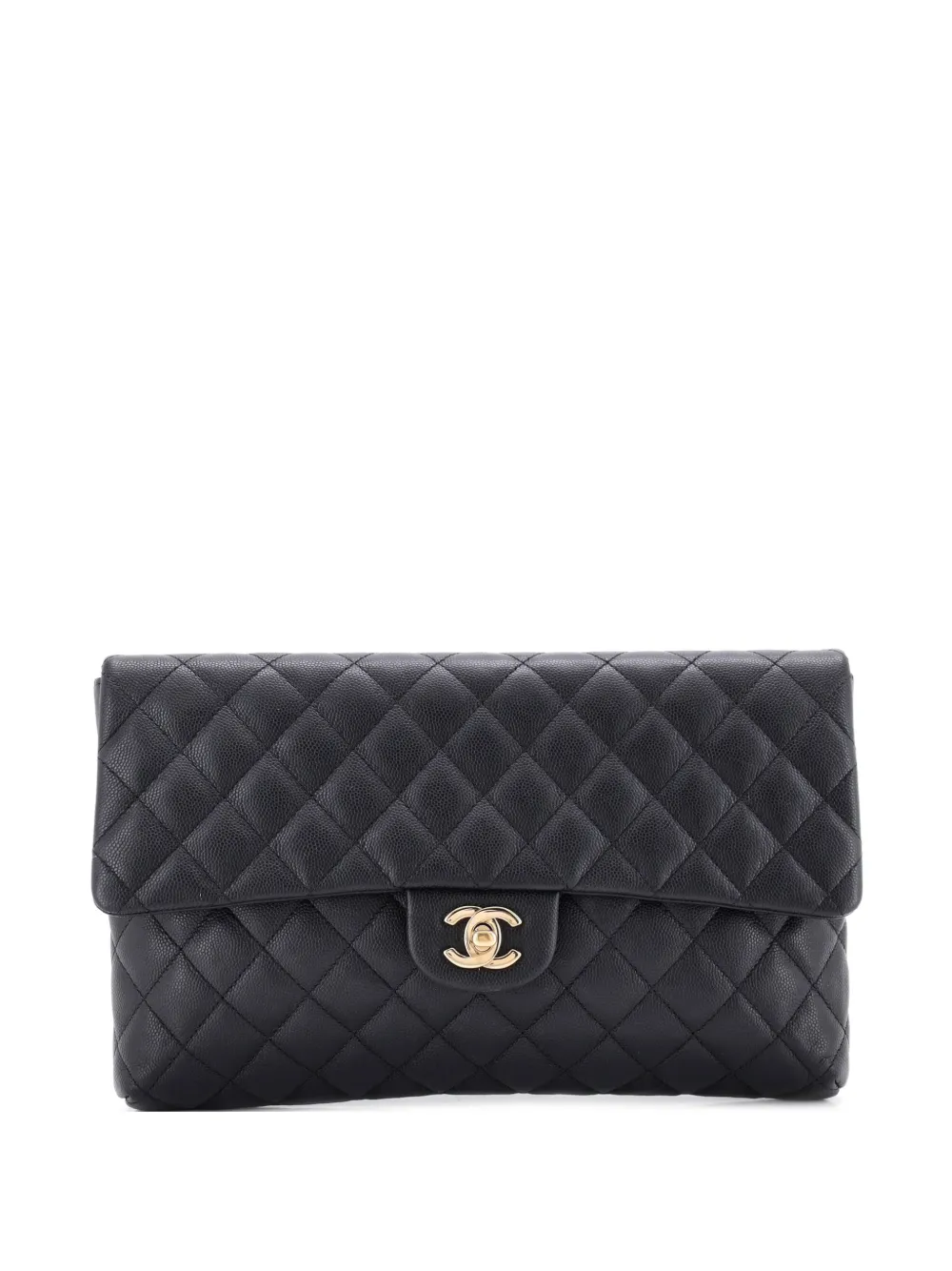 CHANEL Pre-Owned Clutch in pelle Caviar trapuntata con battente - Nero