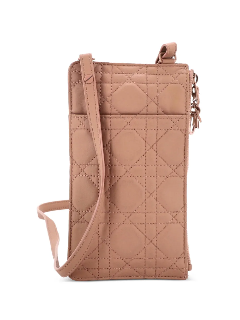  Christian Dior Pre-owned Portafoglio Piccolo In Pelle Di Agnello Matelassé Con Motivo Cannage - Toni Neutri 