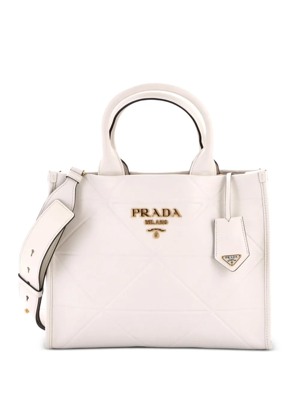 Prada Pre-Owned Borsa shopper Symbole piccola in pelle goffrata - Bianco