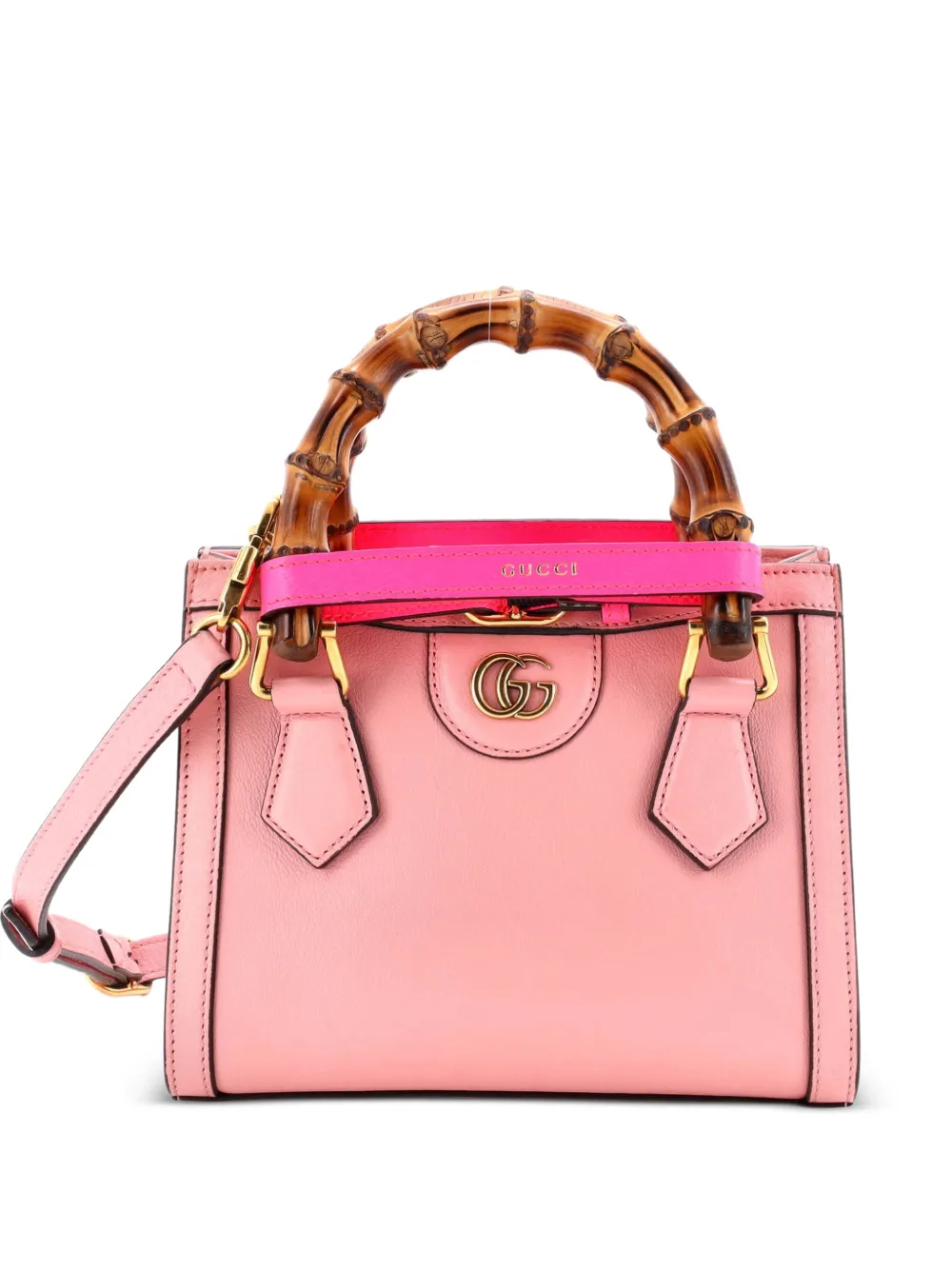 Gucci Pre-Owned Diana NM Bamboo Handle Tote Leather Mini crossbody bag - Pink
