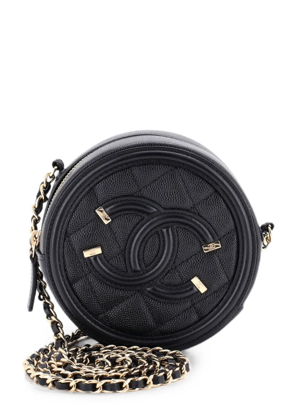 CHANEL Pre-Owned Borsa a tracolla mino in pelle Caviar trapuntata con catena - Nero