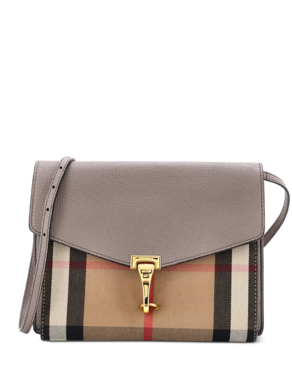 Burberry Pre-Owned Borsa a tracolla Macken piccola in pelle e tela con motivo House Check - Toni neutri