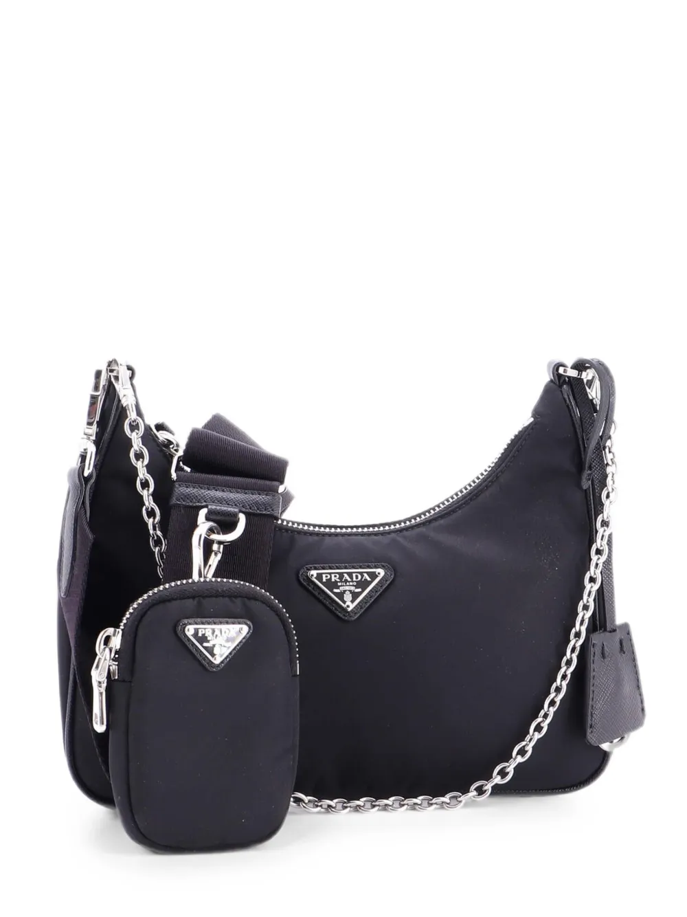 Prada Pre-Owned Borsa a spalla Re-Edition 2005 piccola in tessuto con tracolla - Nero