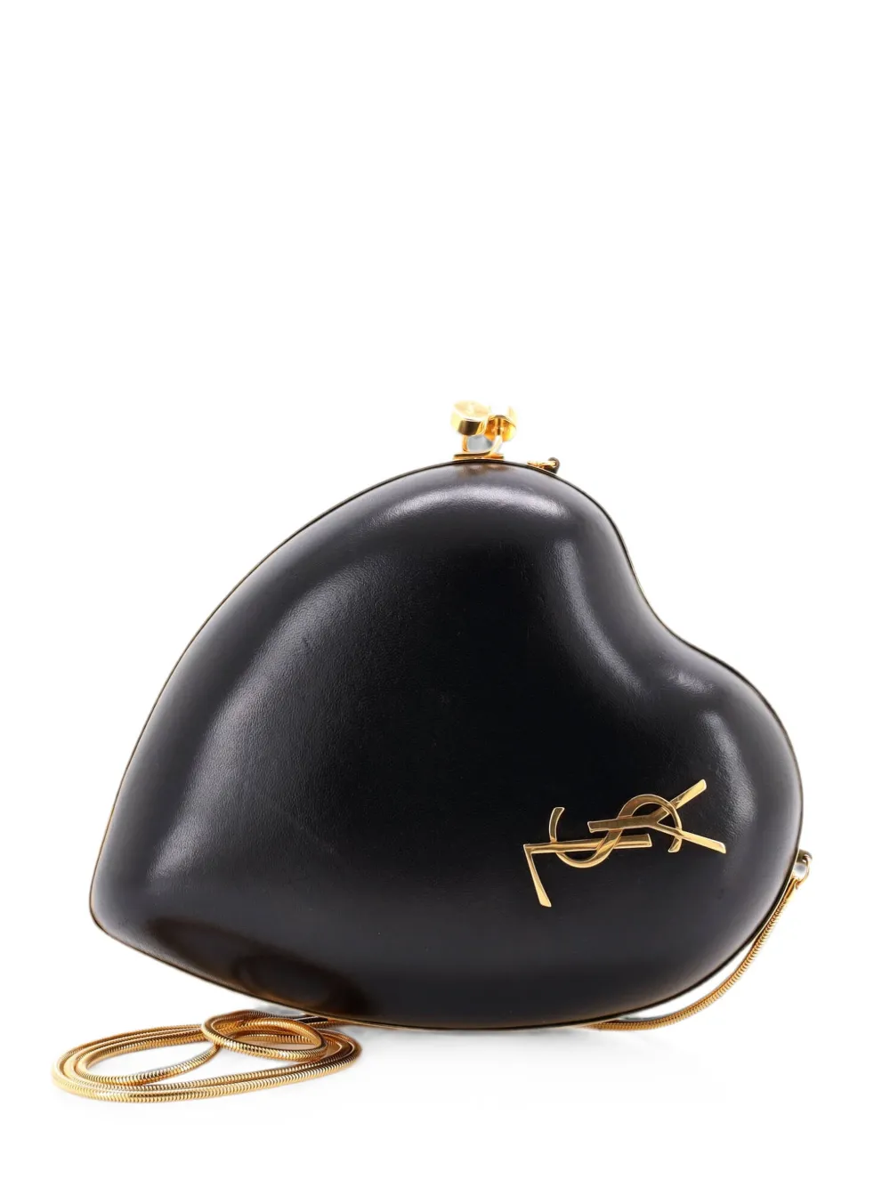 Saint Laurent Pre-Owned Clutch Love Heart Chain Box piccola in pelle - Nero