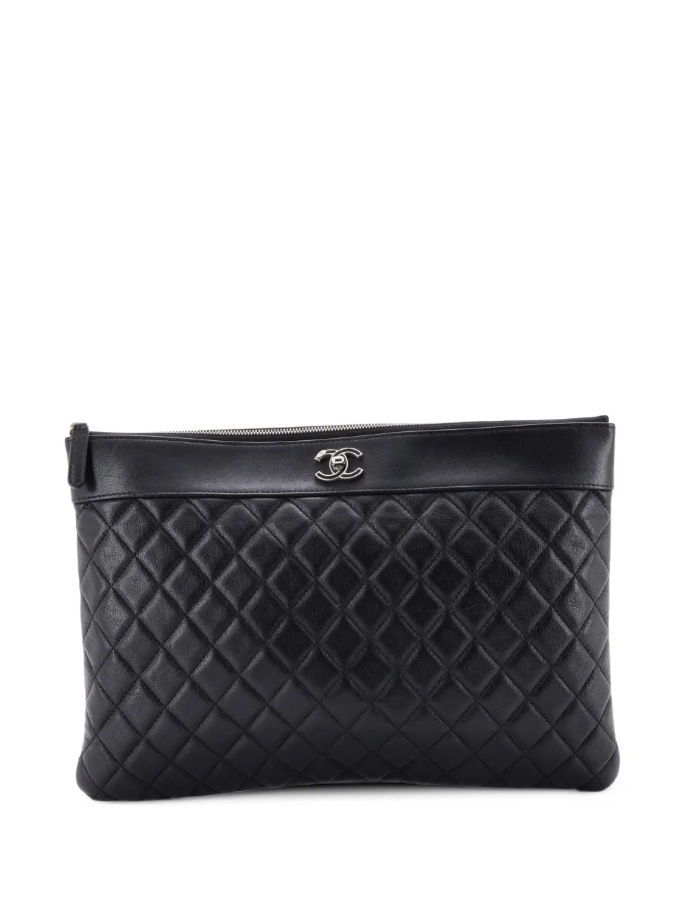 CHANEL Pre-Owned Clutch Mademoiselle O Case grande in pelle di pecora trapuntata - Nero