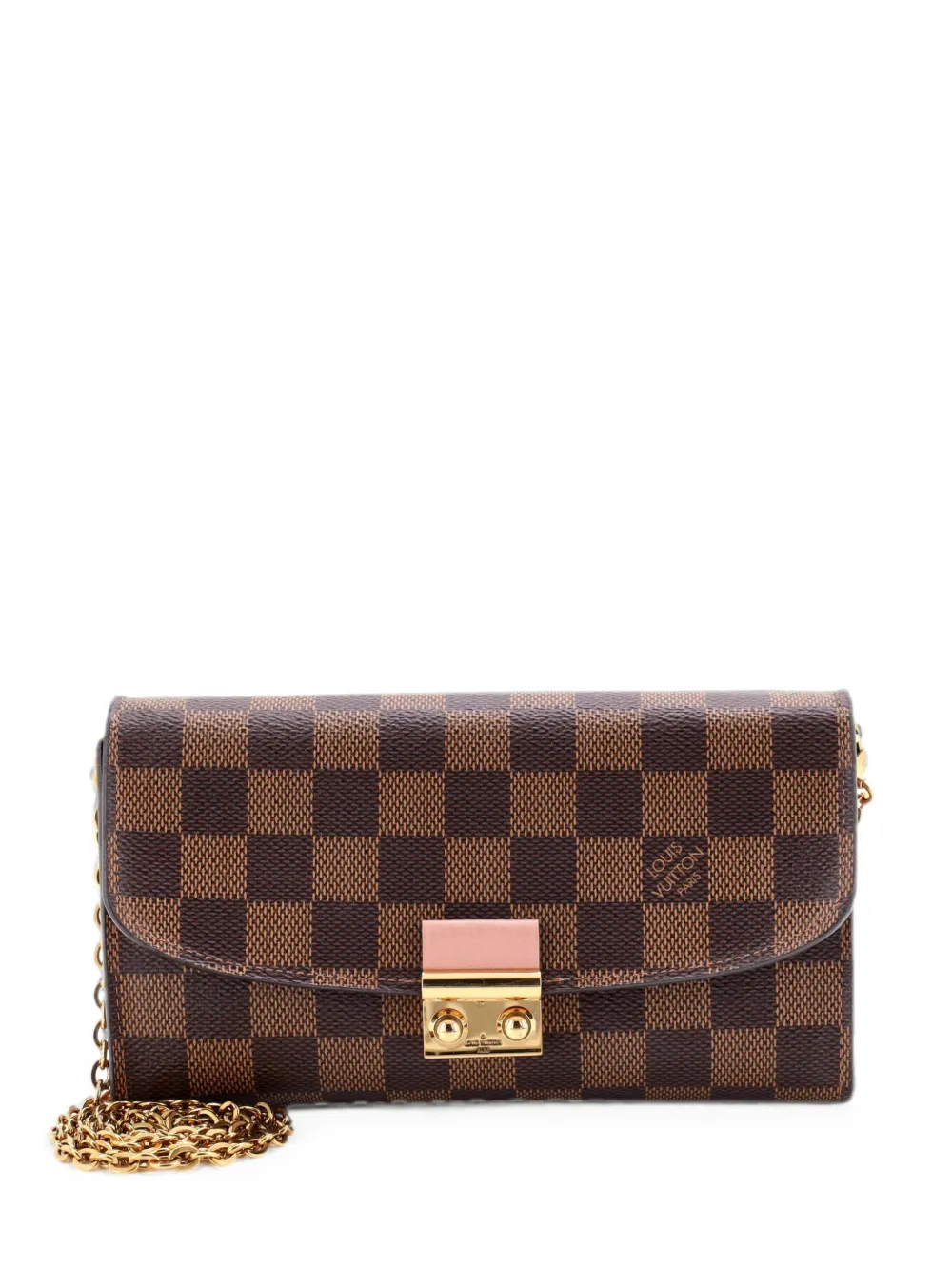 Pre-owned Louis Vuitton Croisette Chain Wallet Damier Crossbody Bag In Brown