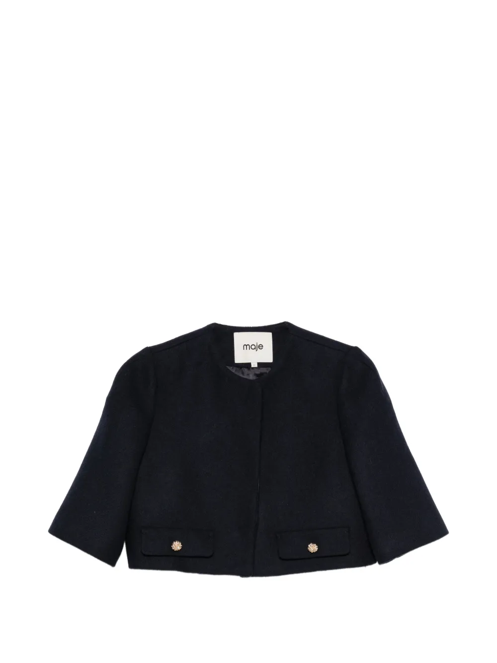 Maje Kurzärmeliger Cropped-Blazer - Blau