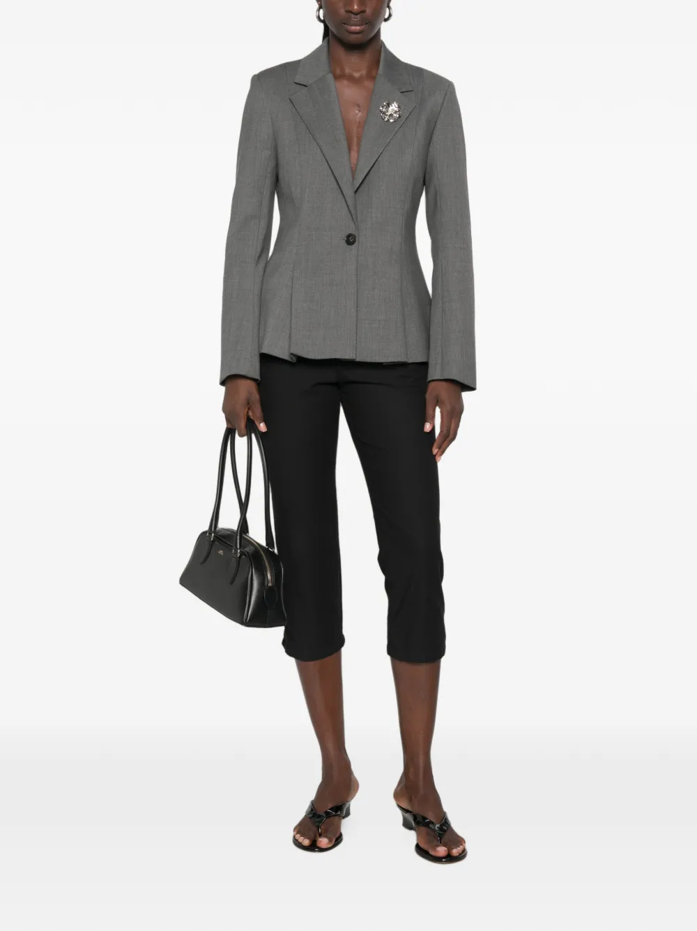 Maje Blazer met enkele rij knopen Grijs