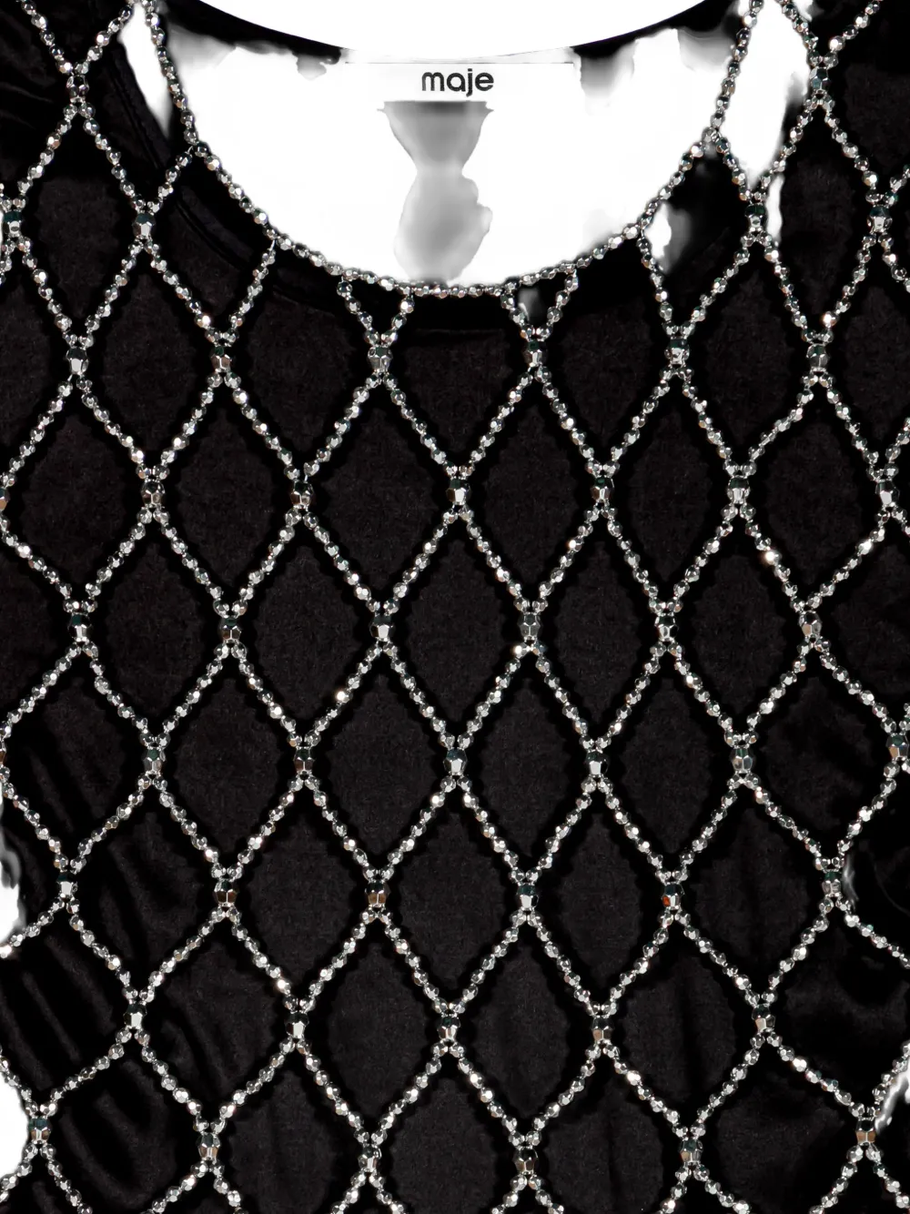 Maje crystal-embellished net blouse Zwart
