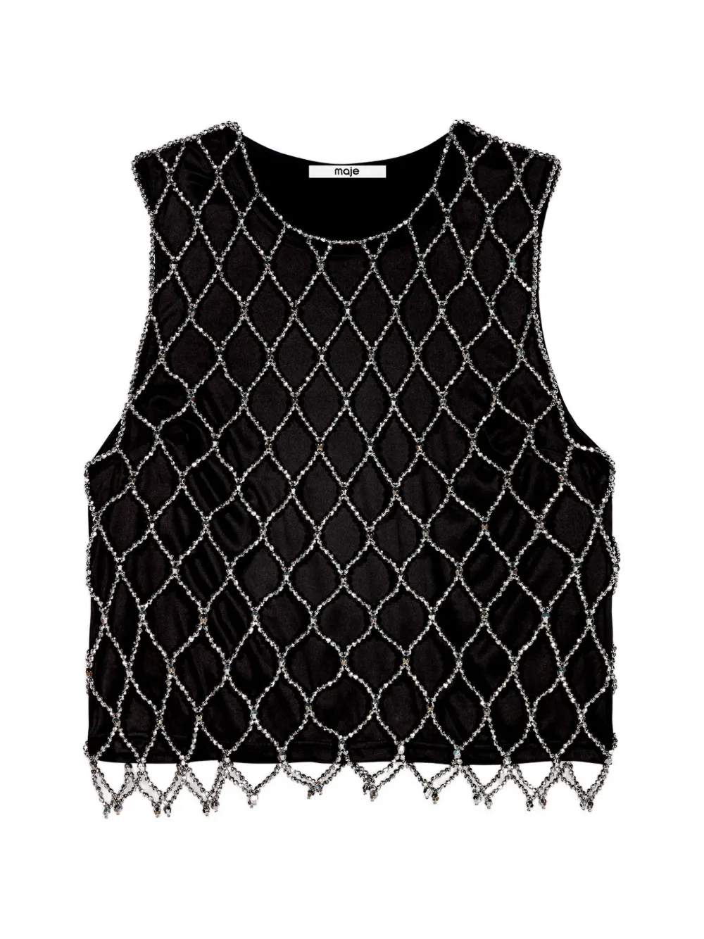 Maje crystal-embellished net blouse Zwart