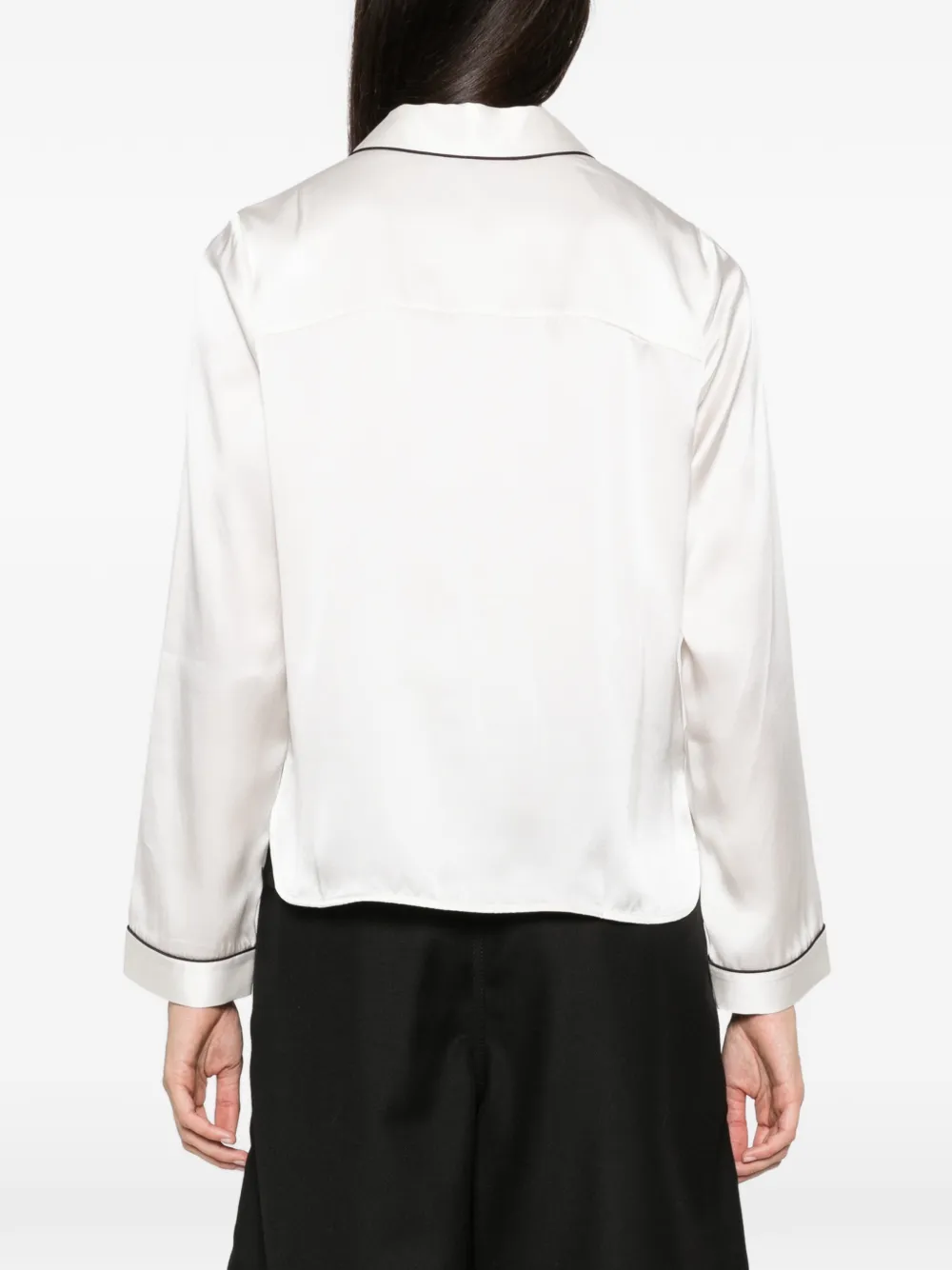 Maje piped-trim embroidered shirt Beige