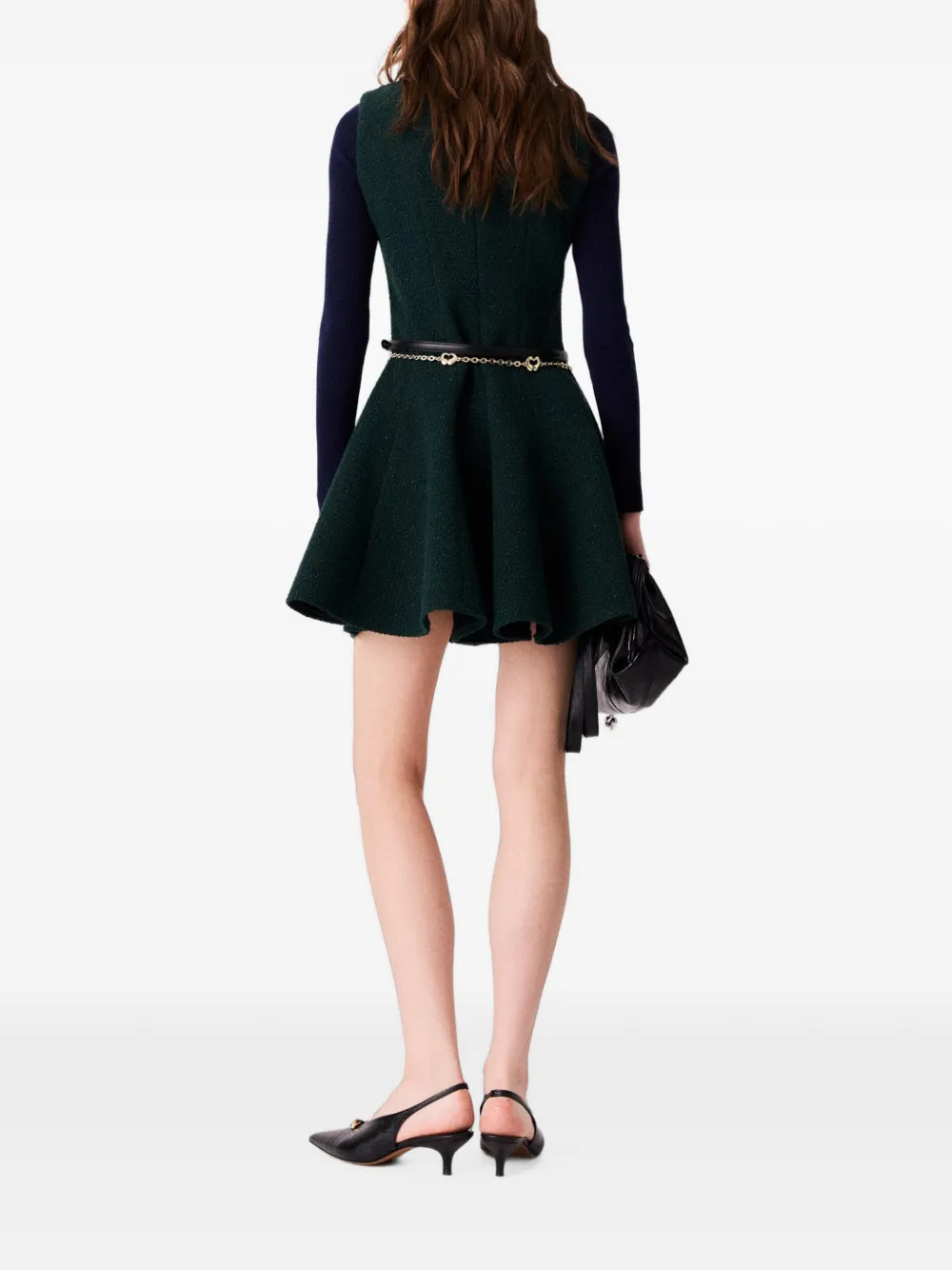 Maje Tweed mouwloze mini-jurk Groen