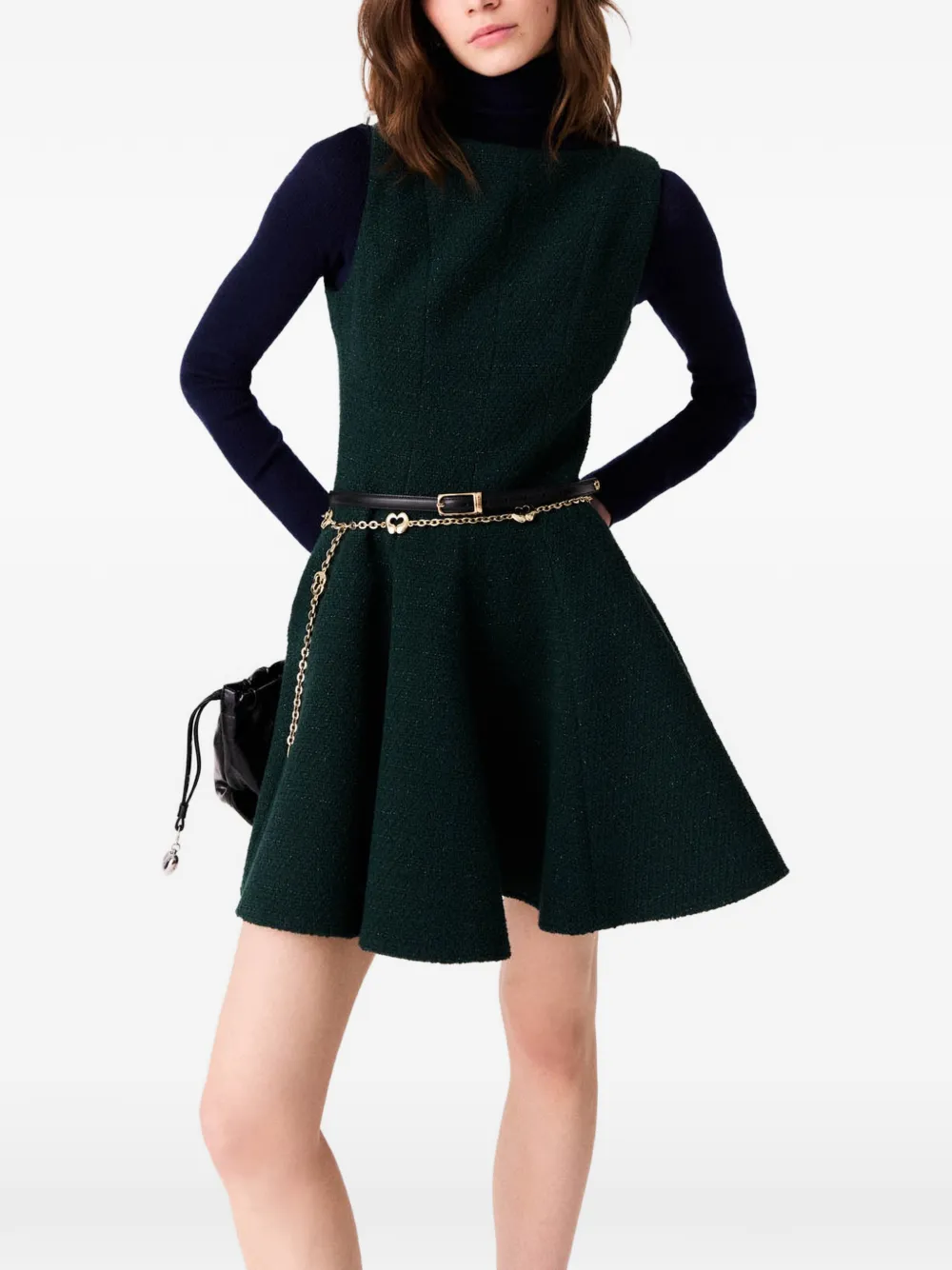 Maje Tweed mouwloze mini-jurk Groen