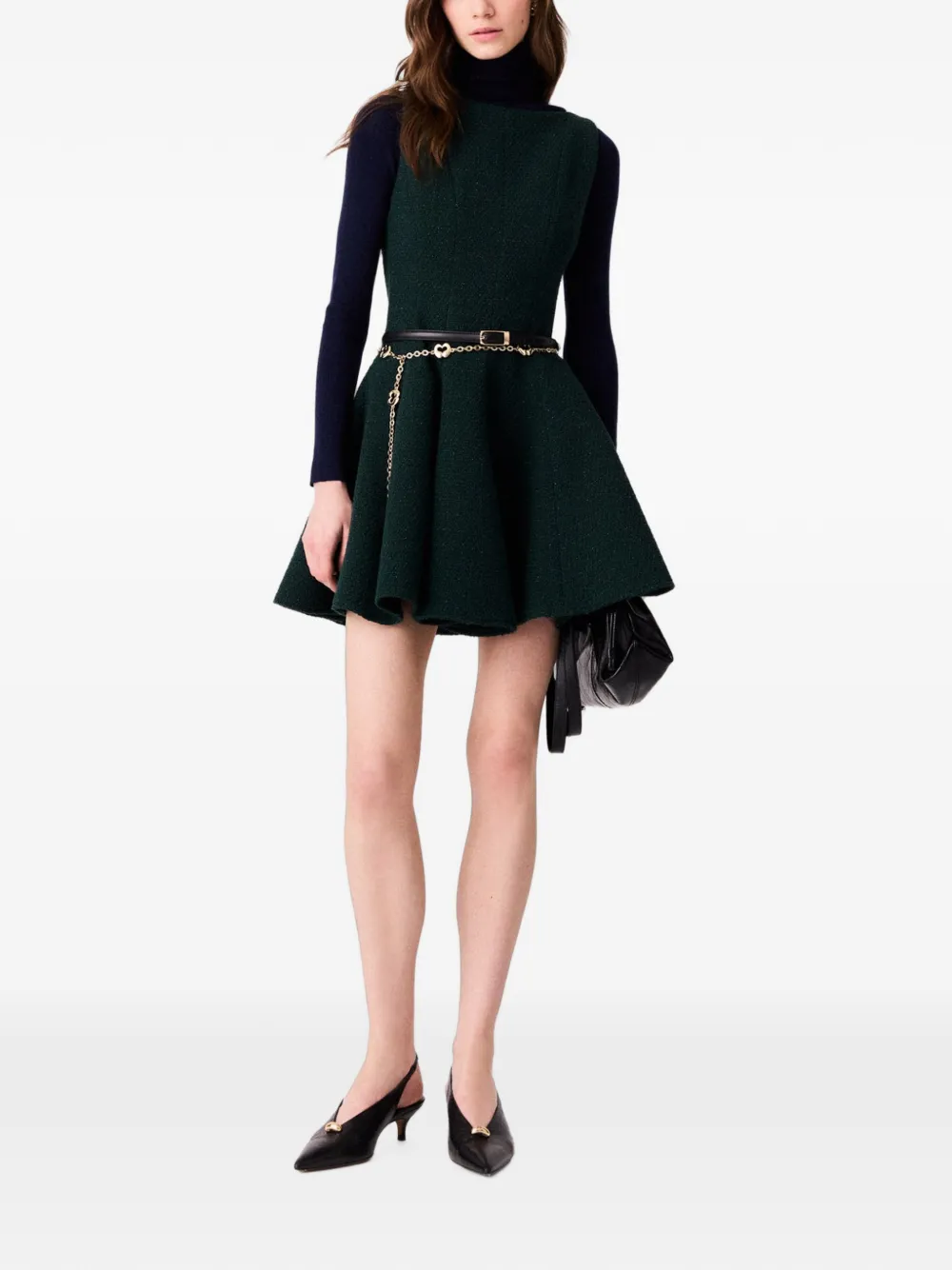 Maje Tweed mouwloze mini-jurk Groen