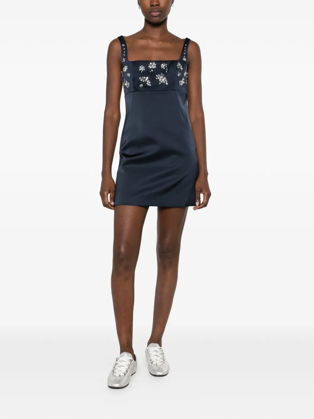 Maje crystal-embellished satin mini dress Blauw