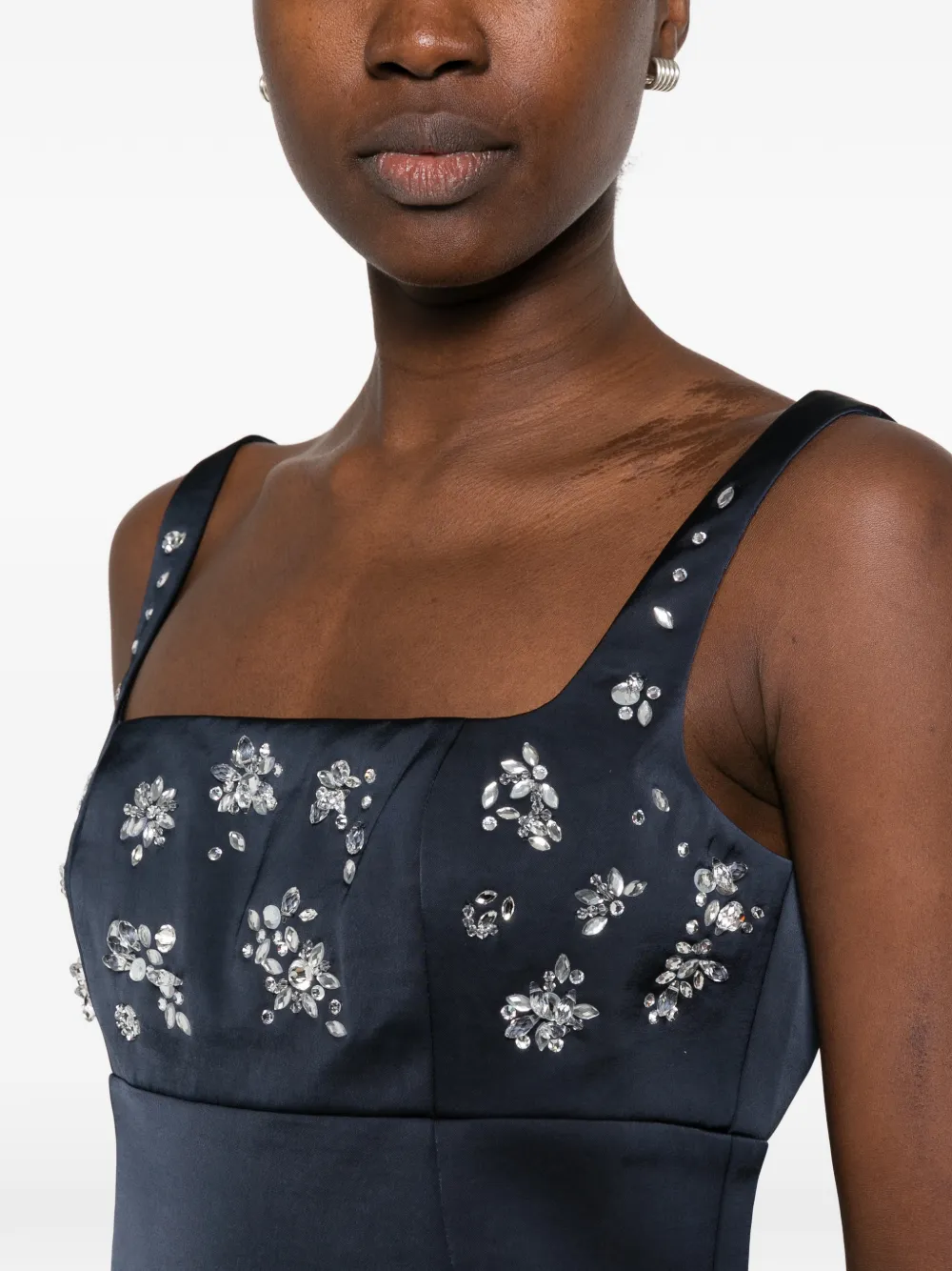 Maje crystal-embellished satin mini dress Blauw