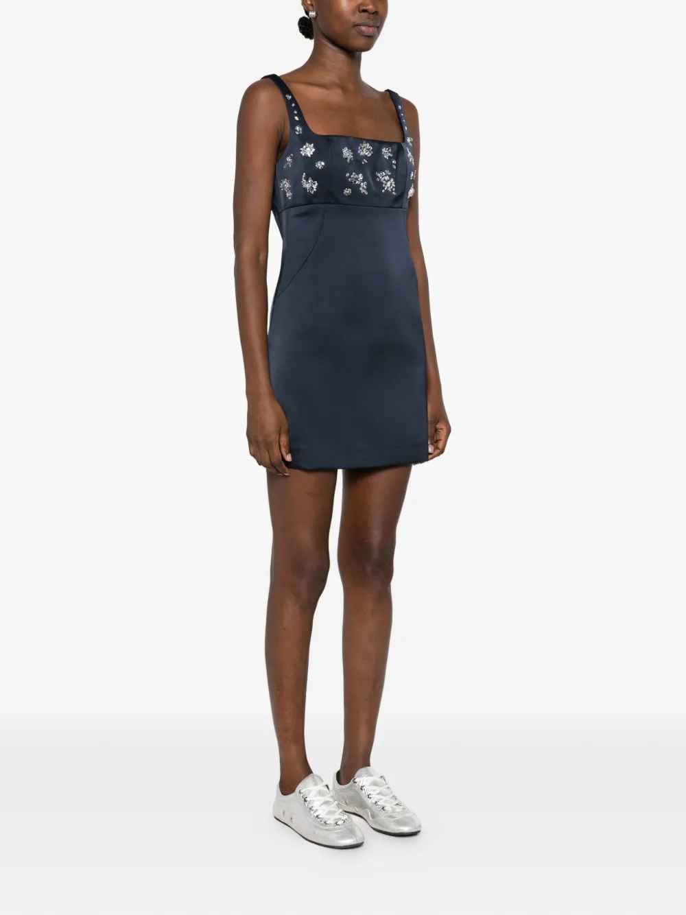 Maje crystal-embellished satin mini dress Blauw