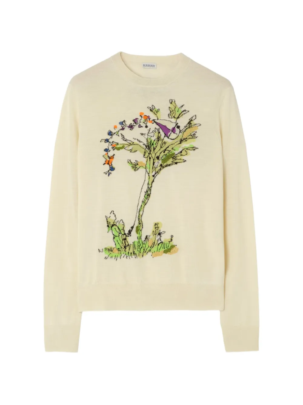 Burberry wool-silk brave little tree sweater - Neutrals