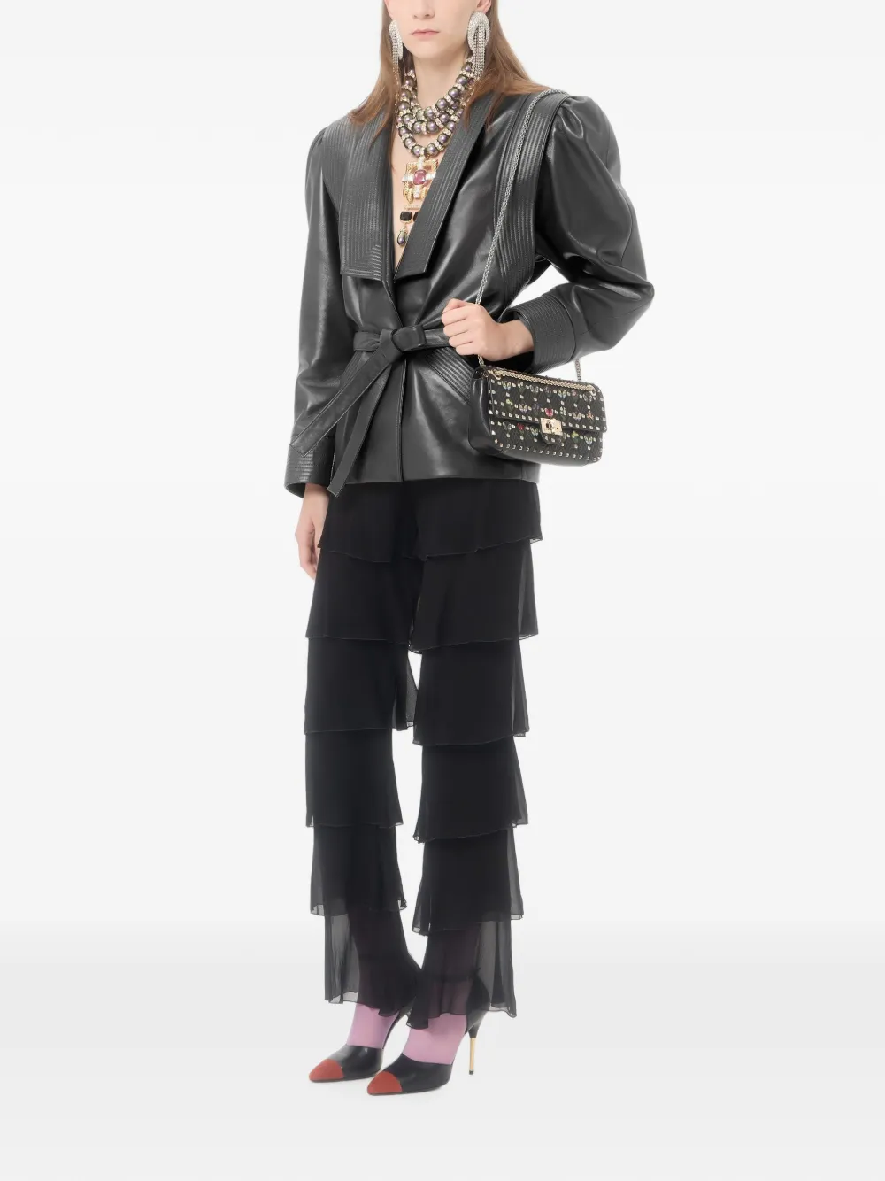 Valentino Garavani Rockstud Spike medium schoudertas Zwart