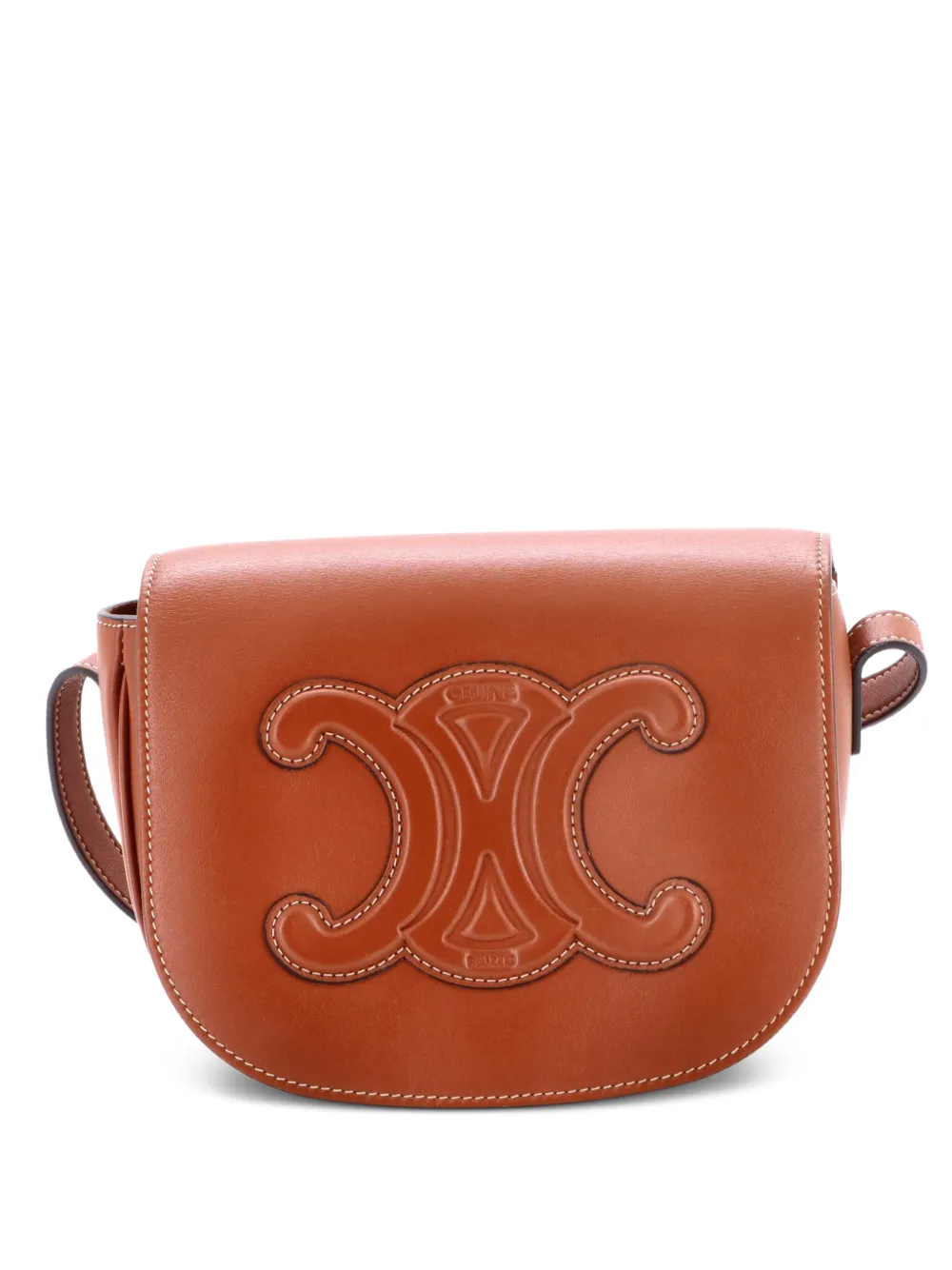 Celine Pre-Owned Borsa a tracolla Cuir Triomphe Folco in pelle - Marrone