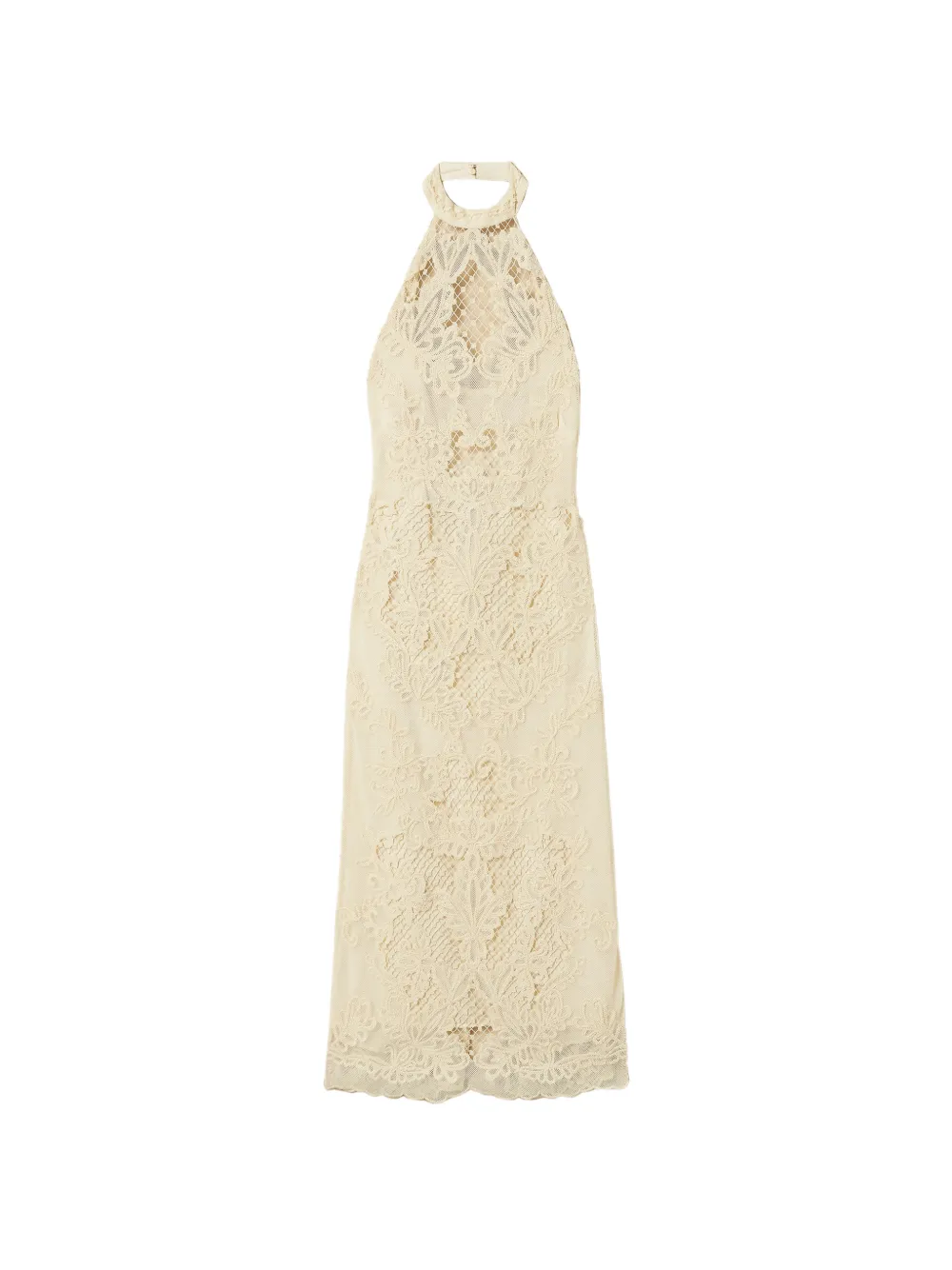 TWINSET Mesh maxi-jurk met borduurwerk Beige