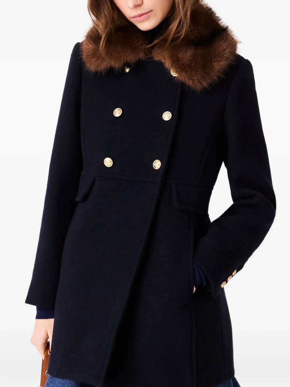 Maje Wollen jas Blauw