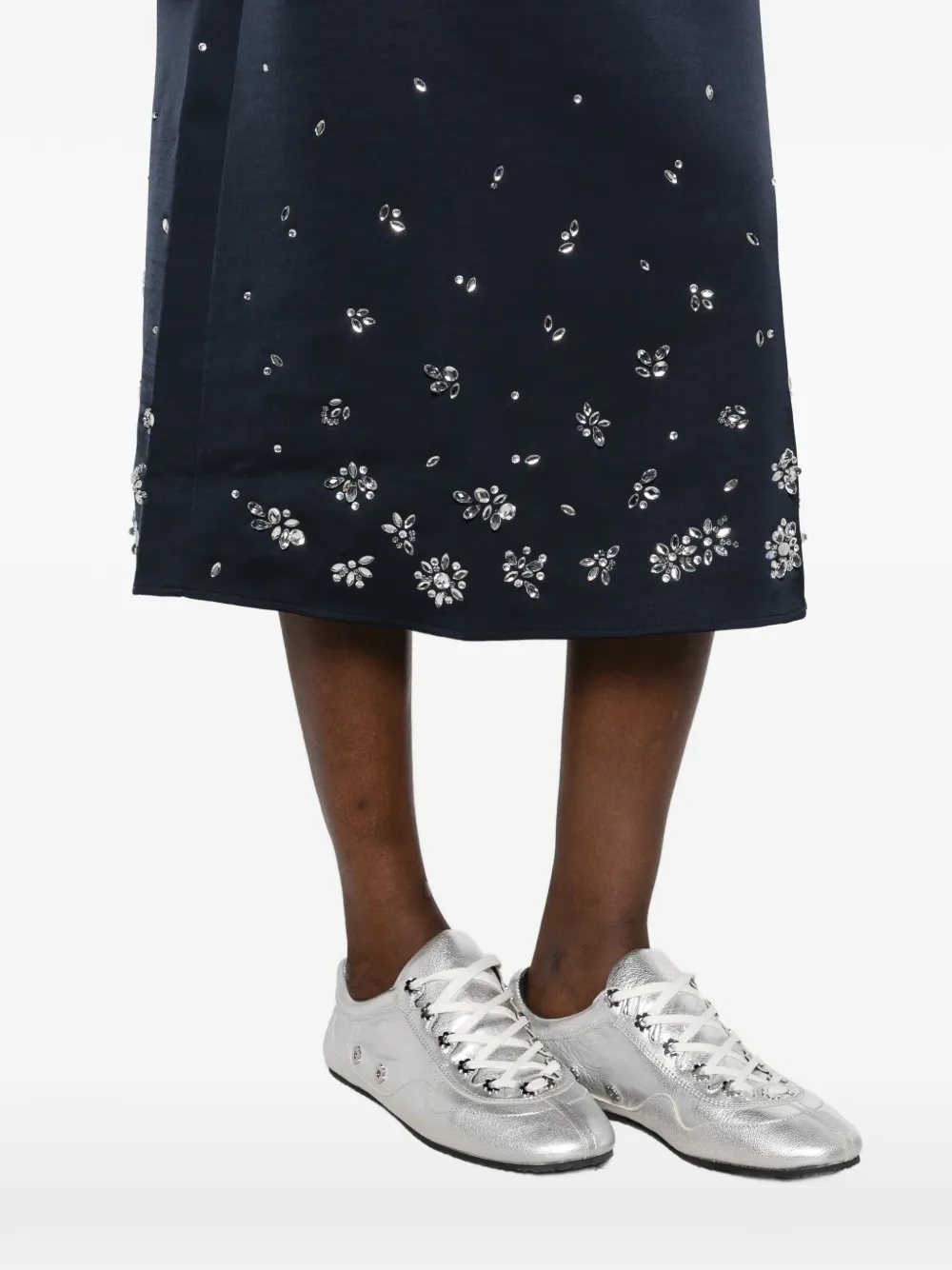 Maje crystal-embellished straight midi skirt Blauw