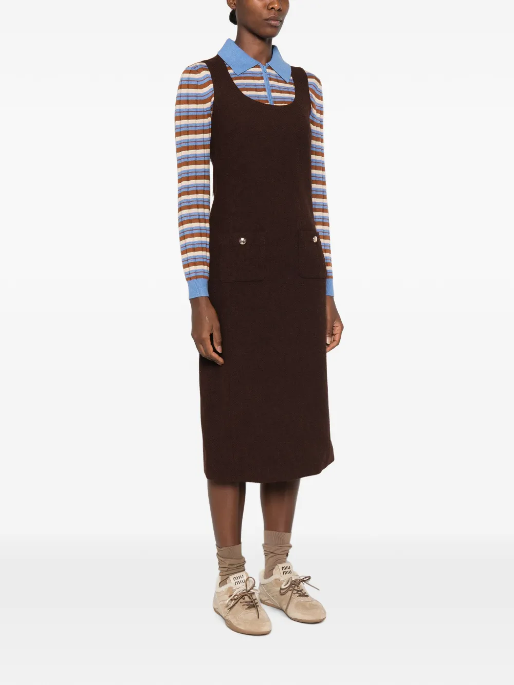 Maje Jurk met knoopdetail Bruin