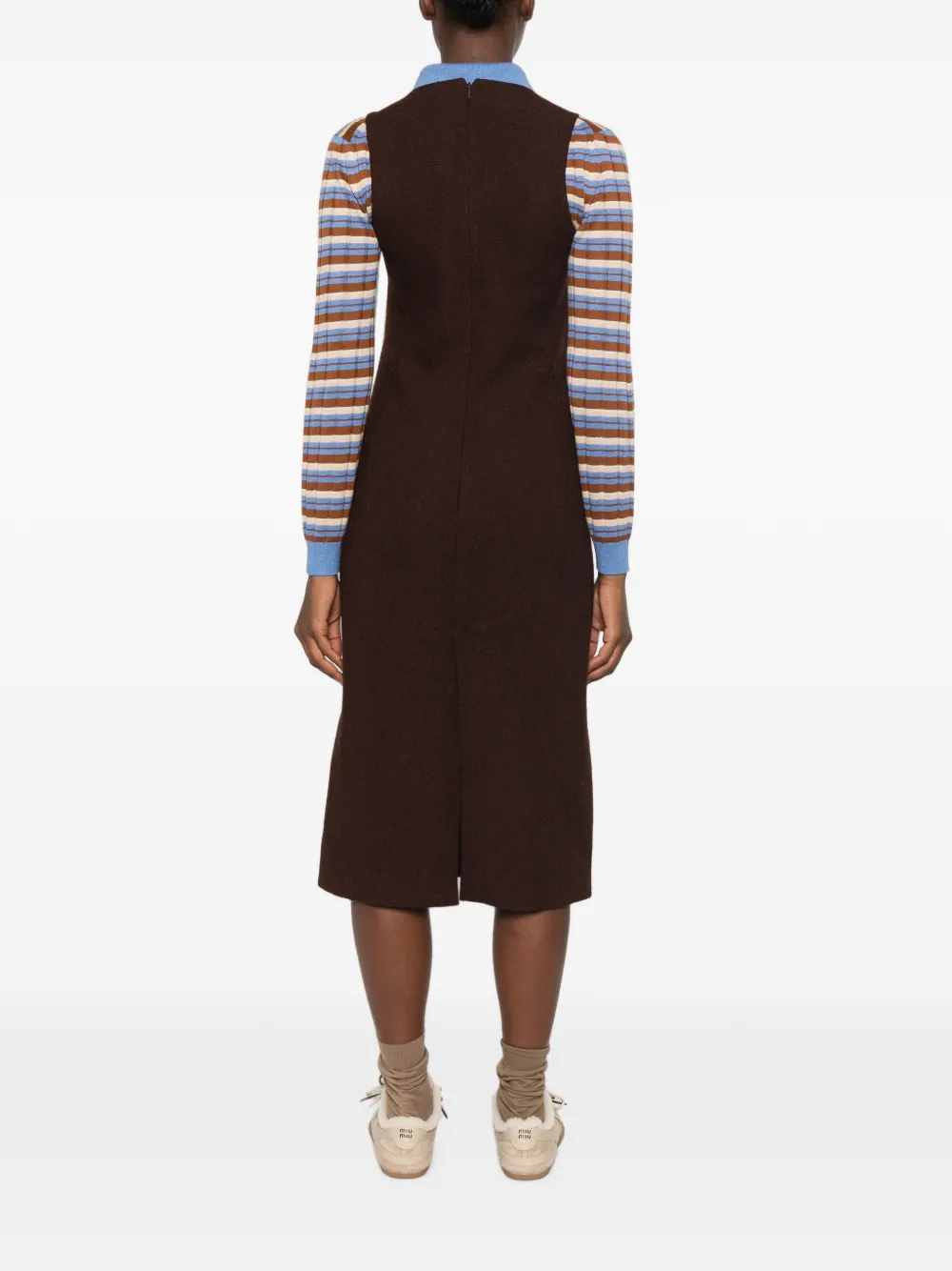 Maje Jurk met knoopdetail Bruin